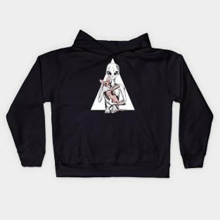 Alien with sphynx cat Kids Hoodie